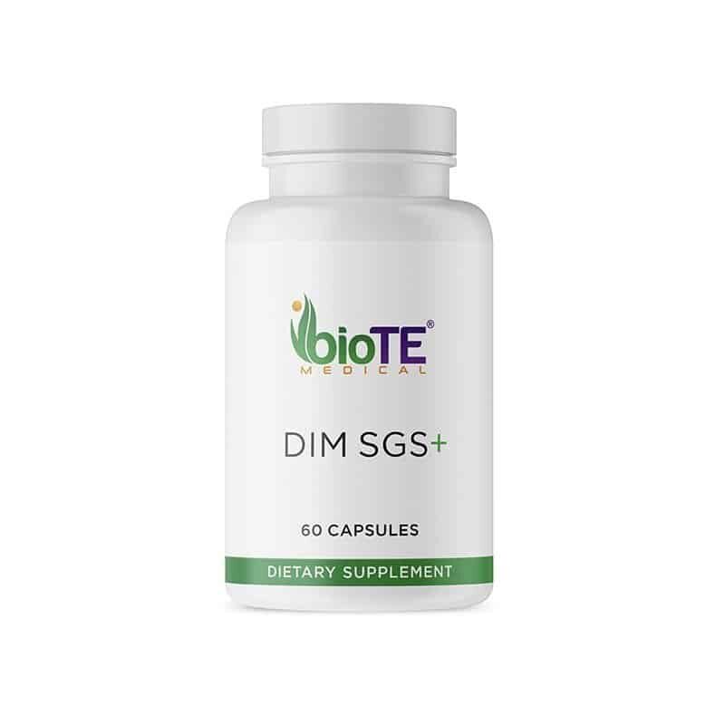 Opaque supplement bottle from BioTE, DIM SGS Plus, 60 capsules