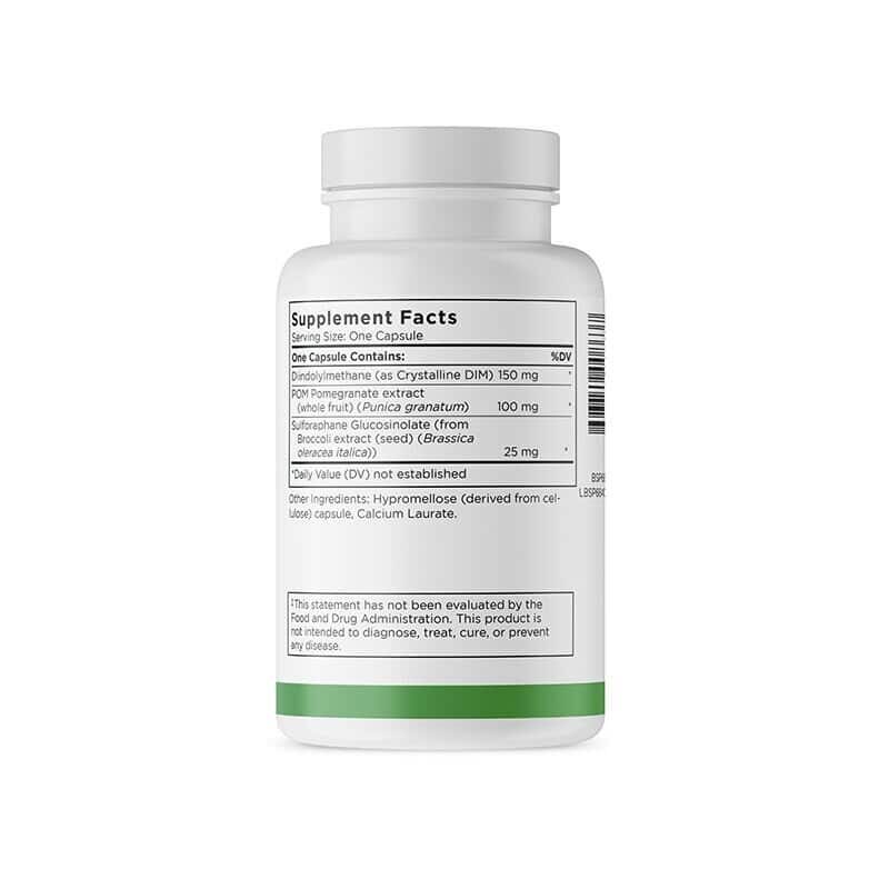 Opaque supplement bottle from BioTE, DIM SGS Plus, Supplement Facts