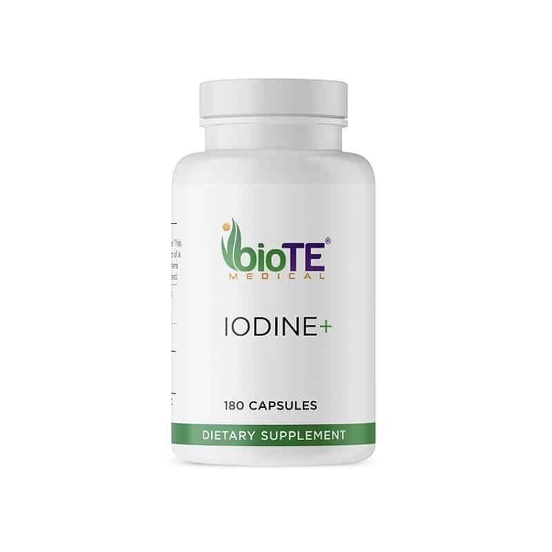Opaque supplement bottle from BioTE, Iodine Plus, 180 capsules