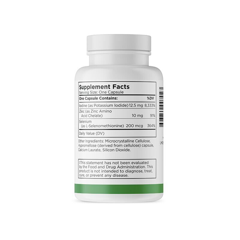 Opaque supplement bottle from BioTE, Iodine Plus, Supplement Facts
